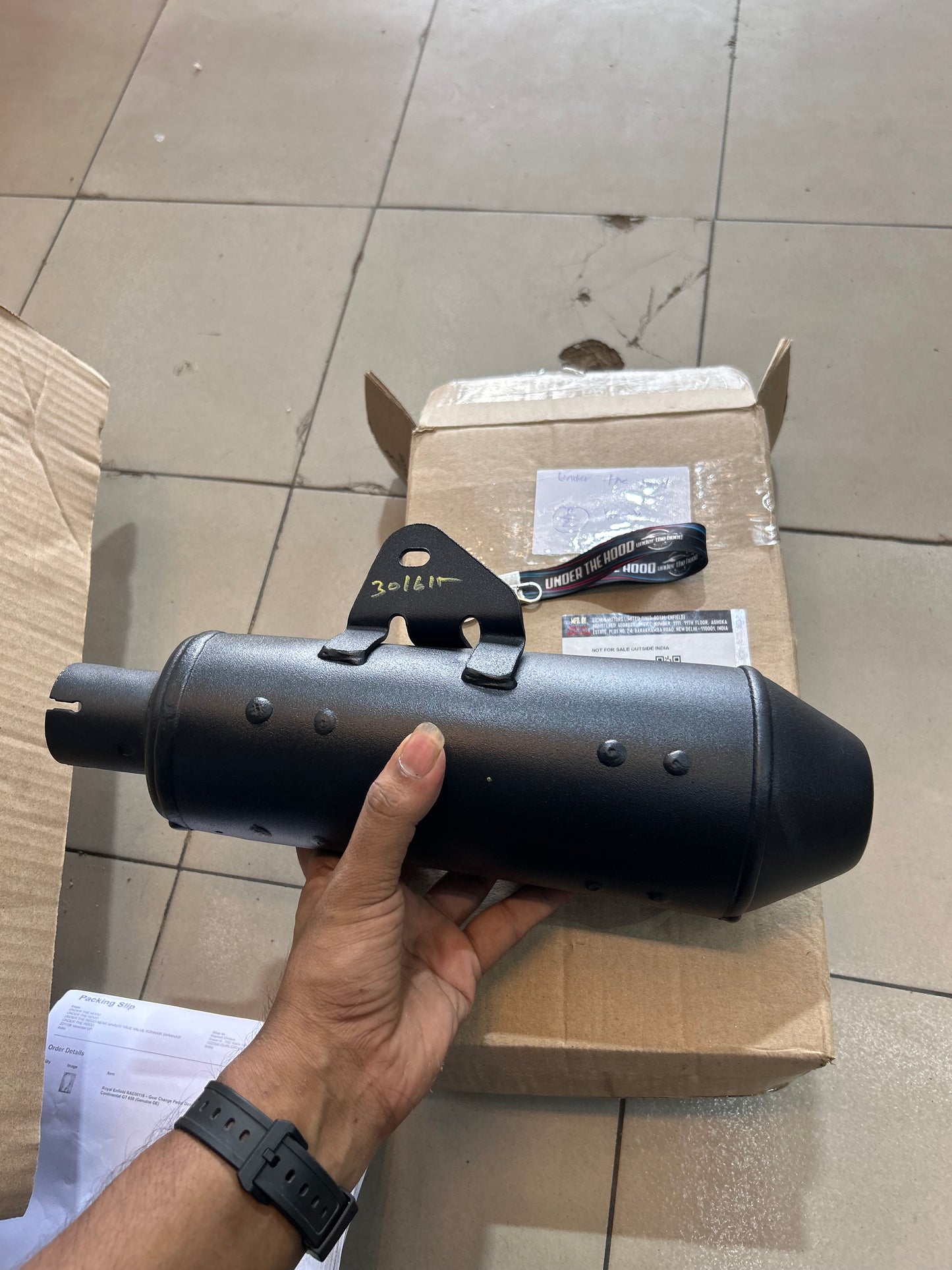 Royal Enfield Hunter 350 Stock Silencer Assembly HR Black – Genuine OEM Exhaust – RLX00794/F