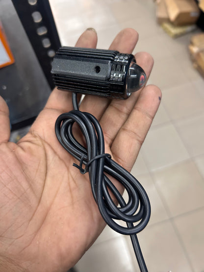 HJG Mini Drive Fog Light with Red Devil DRL & Flasher – Compact White/Yellow Projector | Universal Fit for Bikes, Scooters & Cars (Set of 2)