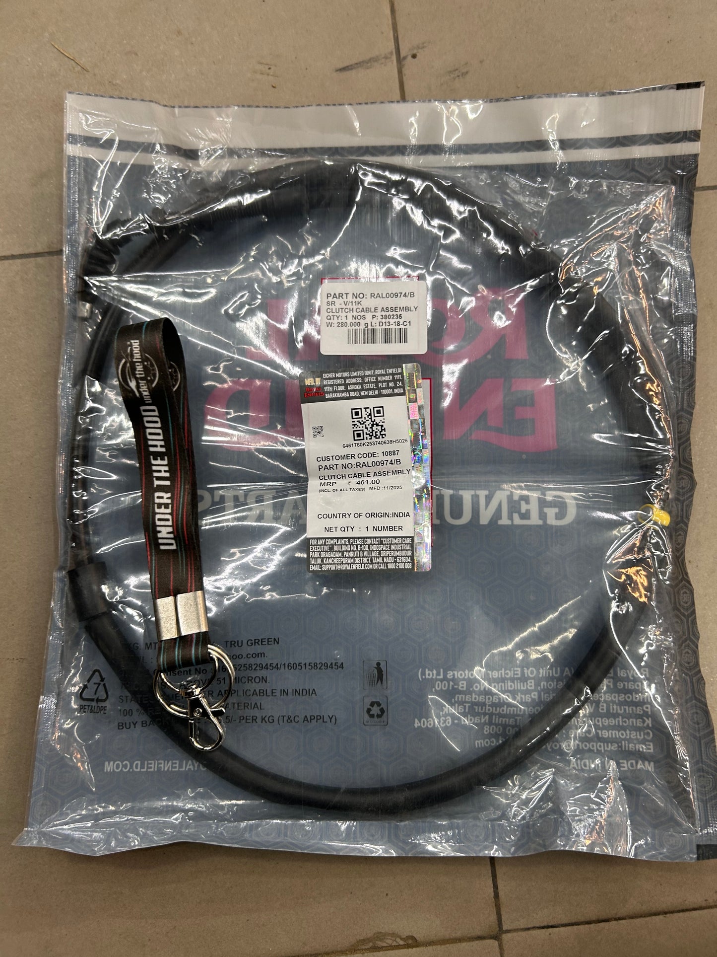 Royal Enfield RAL00974 – Clutch Cable Assembly for Bear 650 – Genuine OEM Clutch Wire