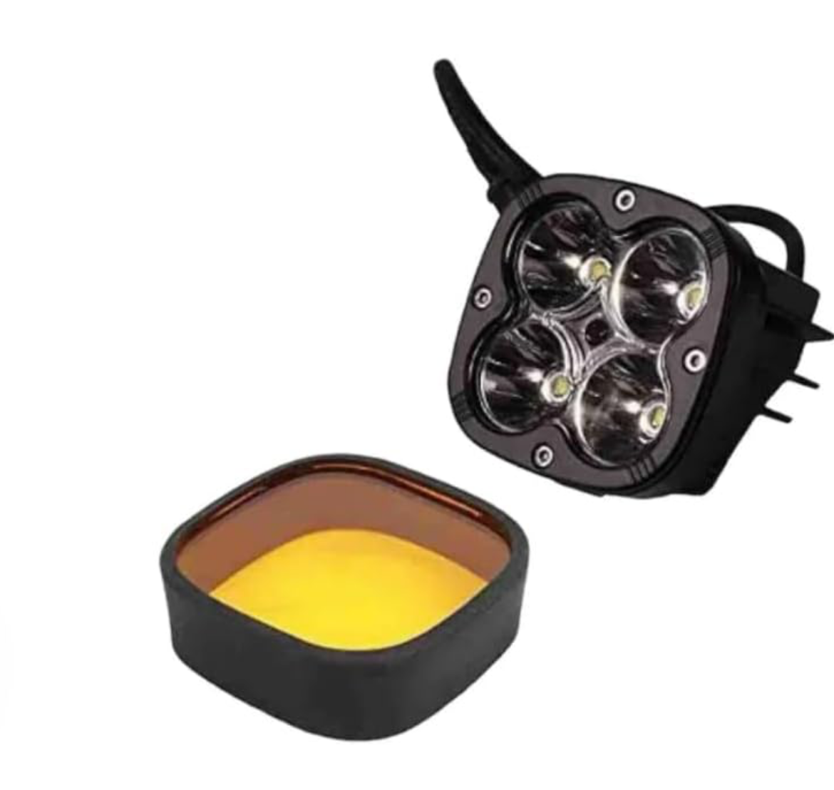 HJG original Fog Light 120W-12V (White + Yellow) 4 LED with brightness controller switch and harness For Bike/Car/Thar/Jeep