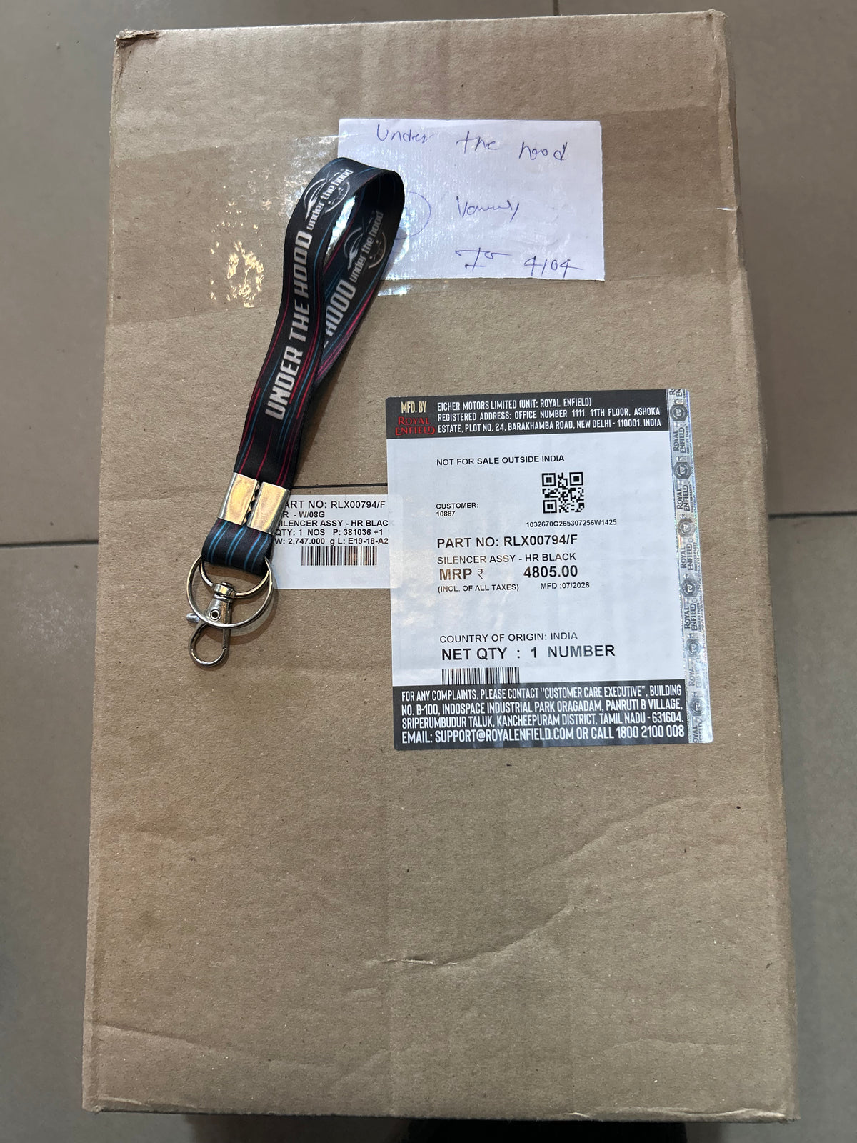 Royal Enfield Hunter 350 Stock Silencer Assembly HR Black – Genuine OEM Exhaust – RLX00794/F