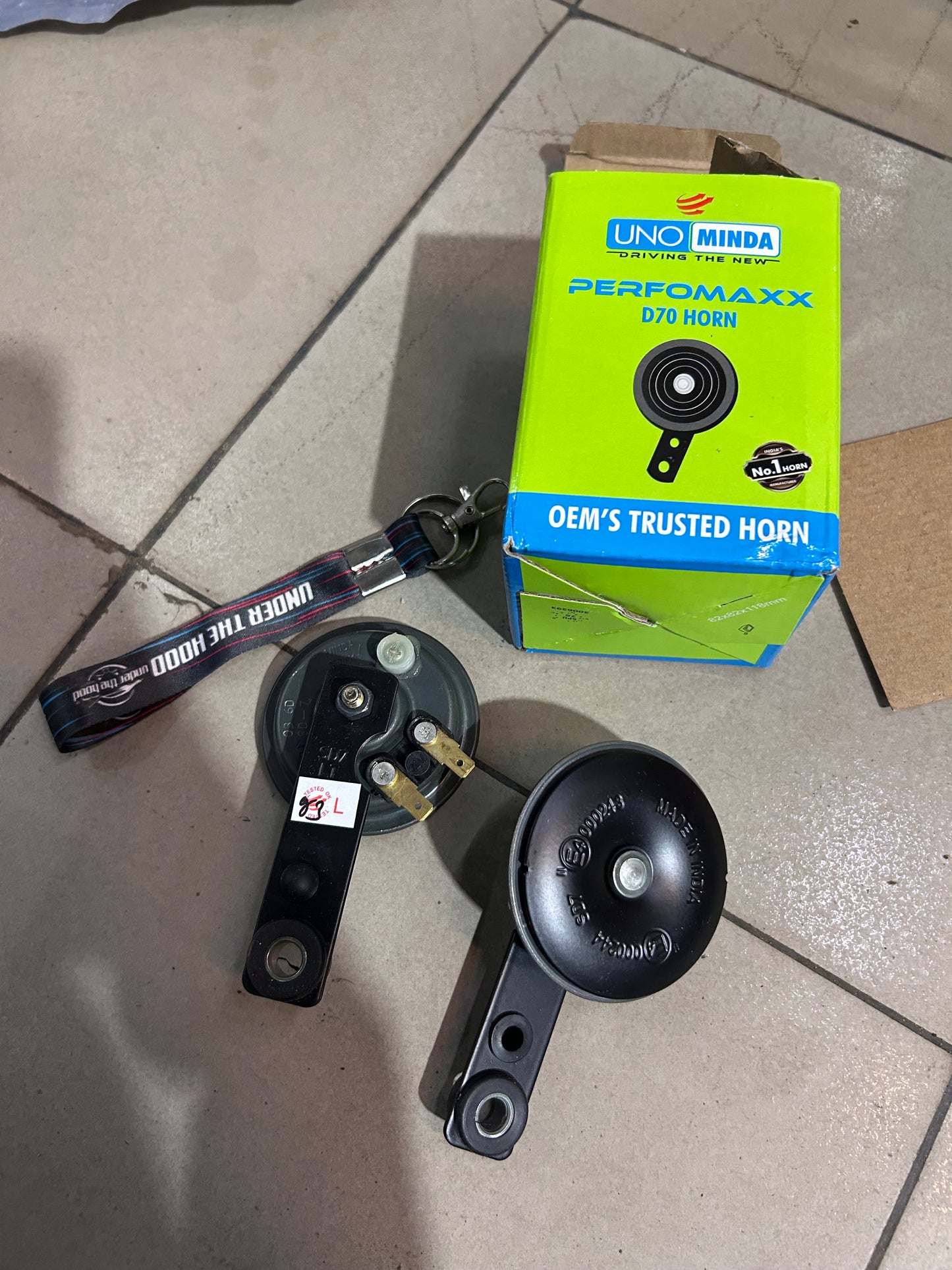 UNO Minda D815319 Performaxx D70/K70 Dual Horn Set for Bajaj Pulsar – 12V 70mm High + Low Tone, Pair of 2