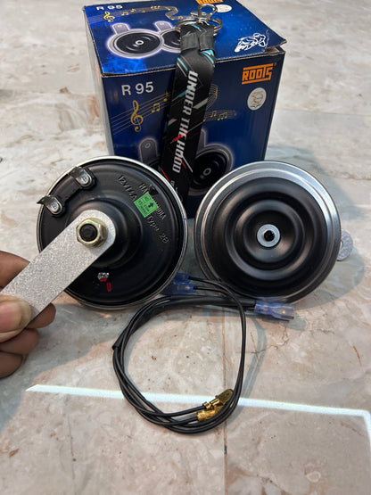 Roots R95 Twin Horn Set – 12V (90/95mm) Universal Fit for Cars & Motorcycles (OEM Quality, High-Performance Sound)