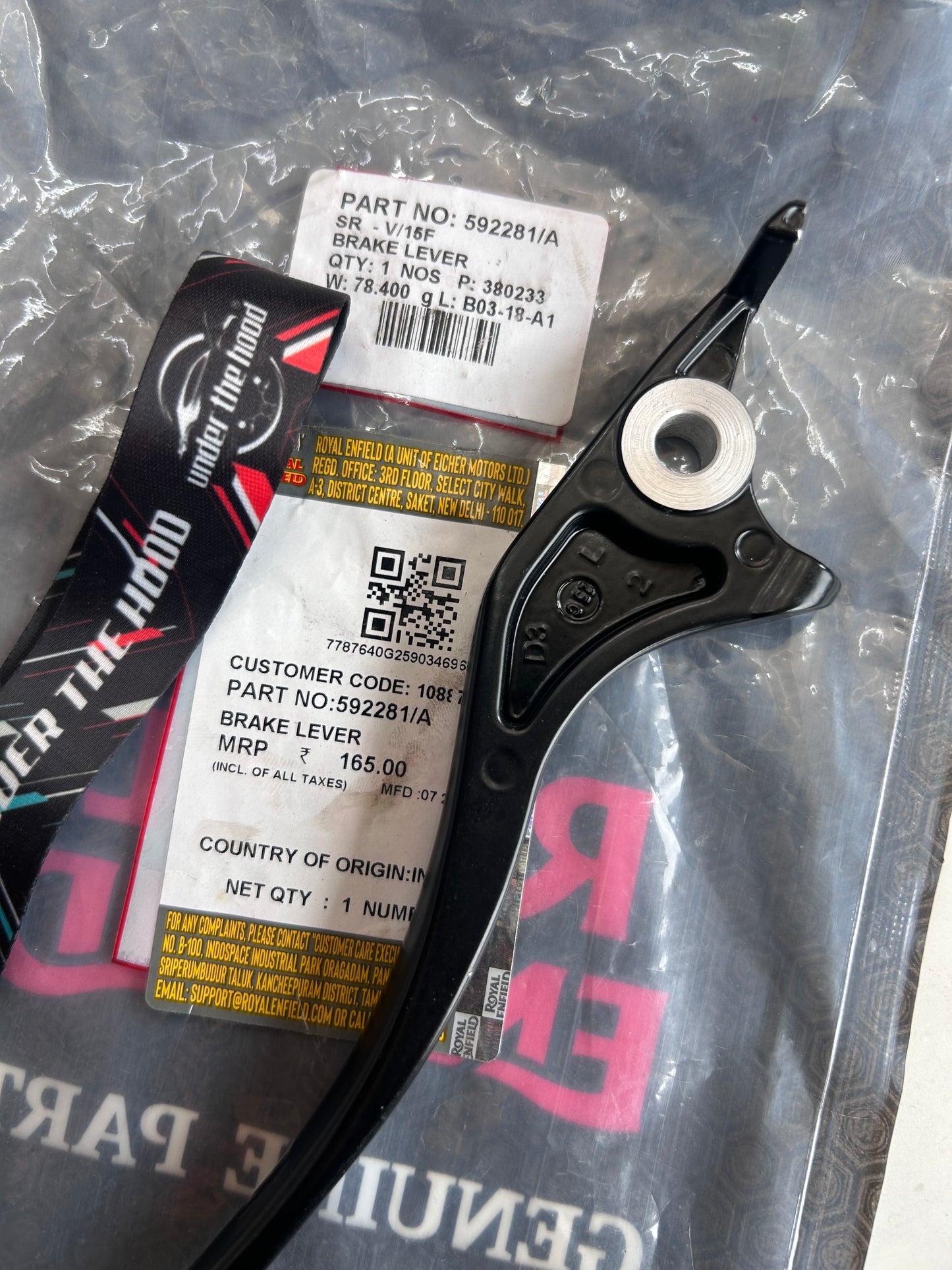 Royal Enfield 592281/A – Black Front Brake Lever Disc Brake For Classic 350 bs6 UCE Models Only