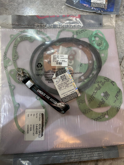 Royal Enfield 144040 Complete Engine Gasket Set (CAF) – Bullet 350 / Bullet 500 / Electra 4S–5S / Lightning CI Engines