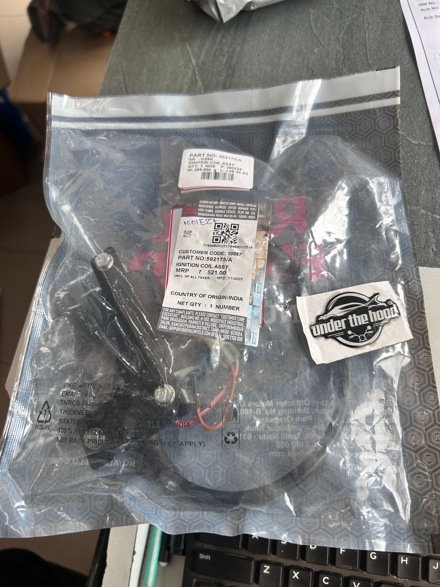 Ignition Coil Assy with Bracket for Royal Enfield Bullet 500 | 592175/A | Genuine OEM