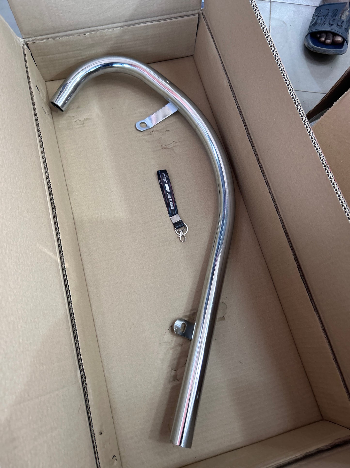 Royal Enfield 144055 – Exhaust Pipe Std Plated (Bend Pipe) for Old Bullet 350 / Deluxe / Machismo / Campus / Electra 4S–5S (Cast-Iron 350 Only)