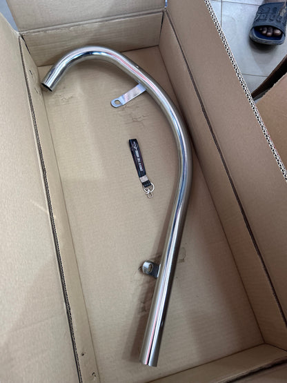Royal Enfield 144055 – Exhaust Pipe Std Plated (Bend Pipe) for Old Bullet 350 / Deluxe / Machismo / Campus / Electra 4S–5S (Cast-Iron 350 Only)