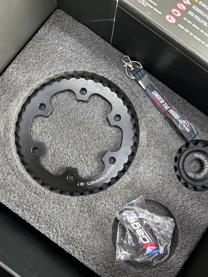 NGage TORQX Gold Star-Ring Chain & Sprocket Kit for Royal Enfield Interceptor 650 & Continental GT 650 – 525 100L, 15T/38T | 525X2-100LINT650