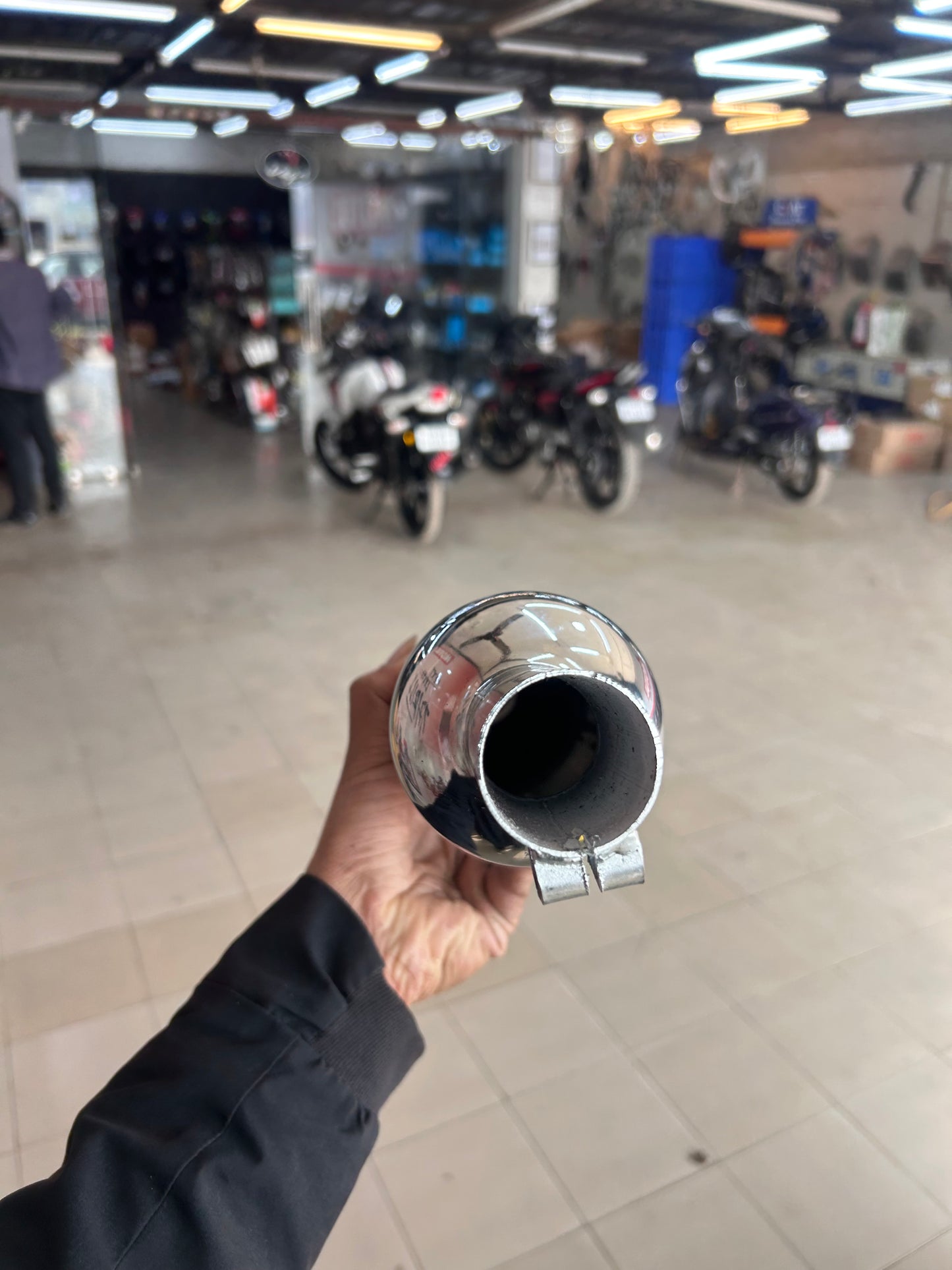 HK Mini/Chota Punjab Short Bottle Silencer (Small Mouth, Chrome) for Royal Enfield Classic 350 Reborn (J-Series) & New Bullet 350 2023+ (Battalion Black) – HK