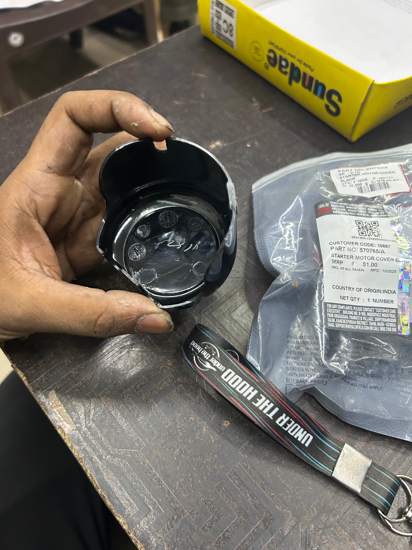 570765/A – Starter Motor Cover (Black) for Classic 350 (UCE) & Thunderbird 350/350X (UCE) – Genuine Royal Enfield