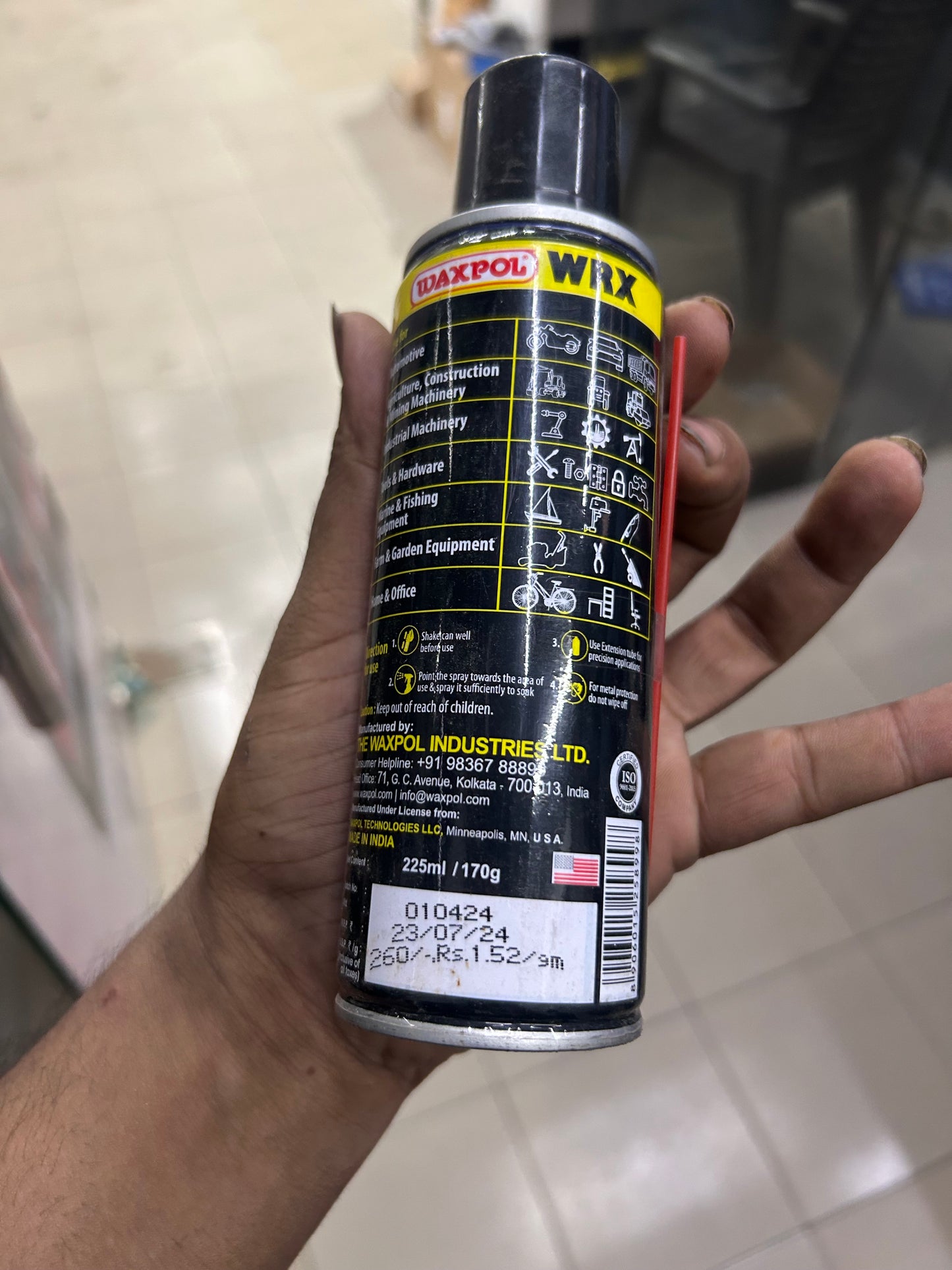 Waxpol WRX Multi-Use Spray – 225ml | Water Displacement, Rust Removal, Lubrication & Protection