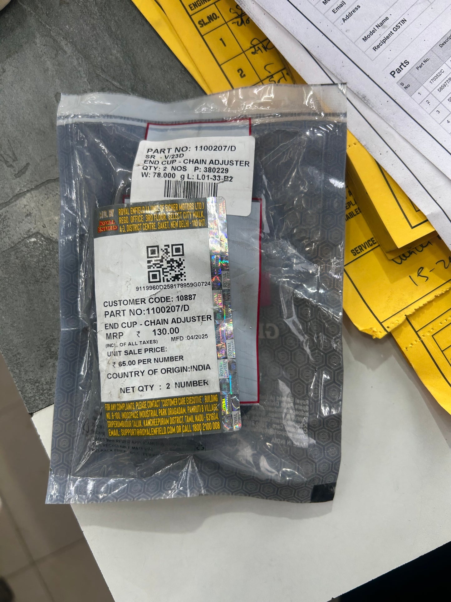 Royal Enfield 1100207/D chain adjuster end cup for Meteor, Hunter, Classic Reborn