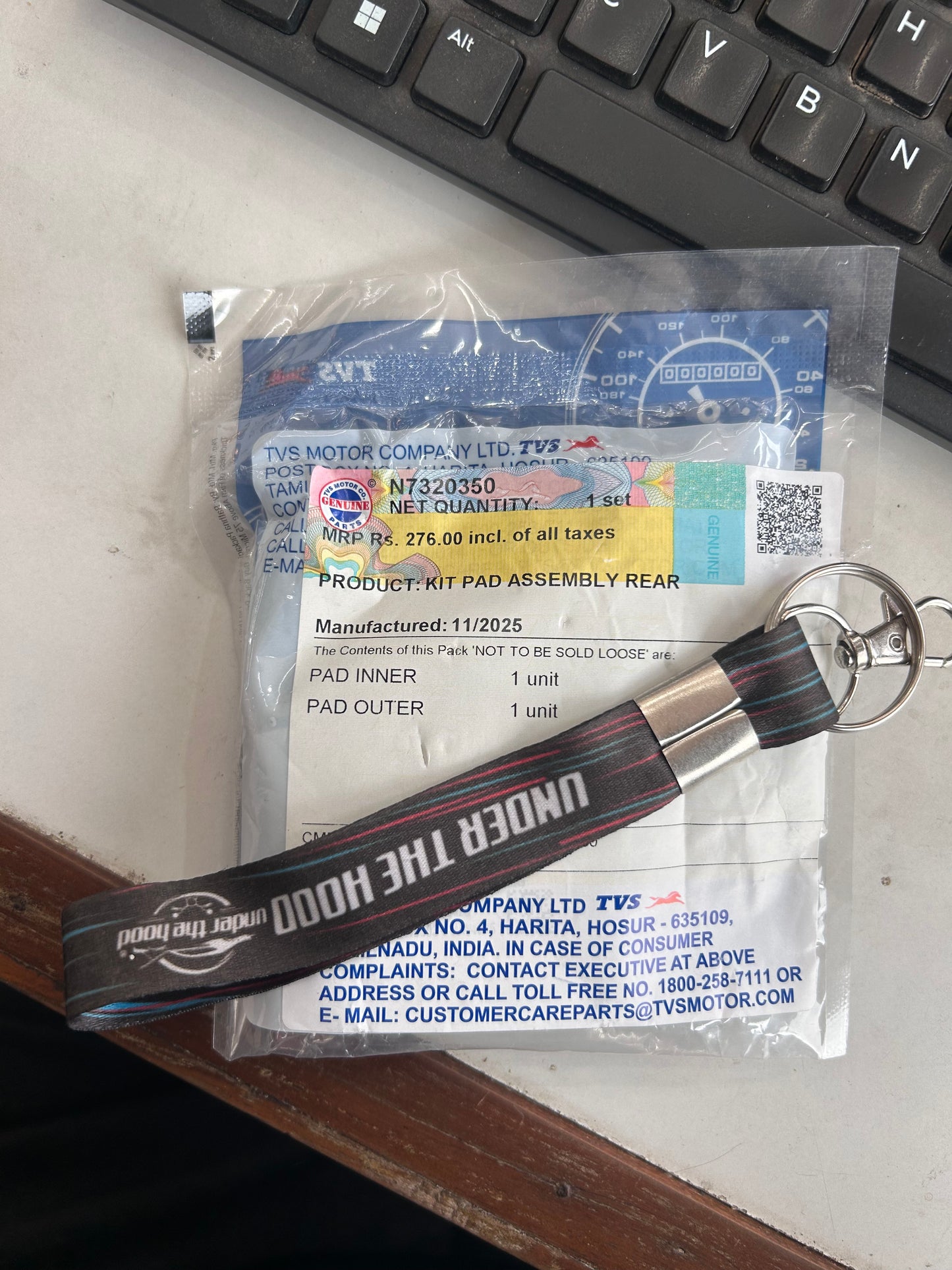 TVS N7320350 Rear Brake Pad Kit (Kit Pad Assy Rear) for Apache RR 310, RTR 310 & BMW G 310 R / GS / RR – Genuine TVS / Bybre