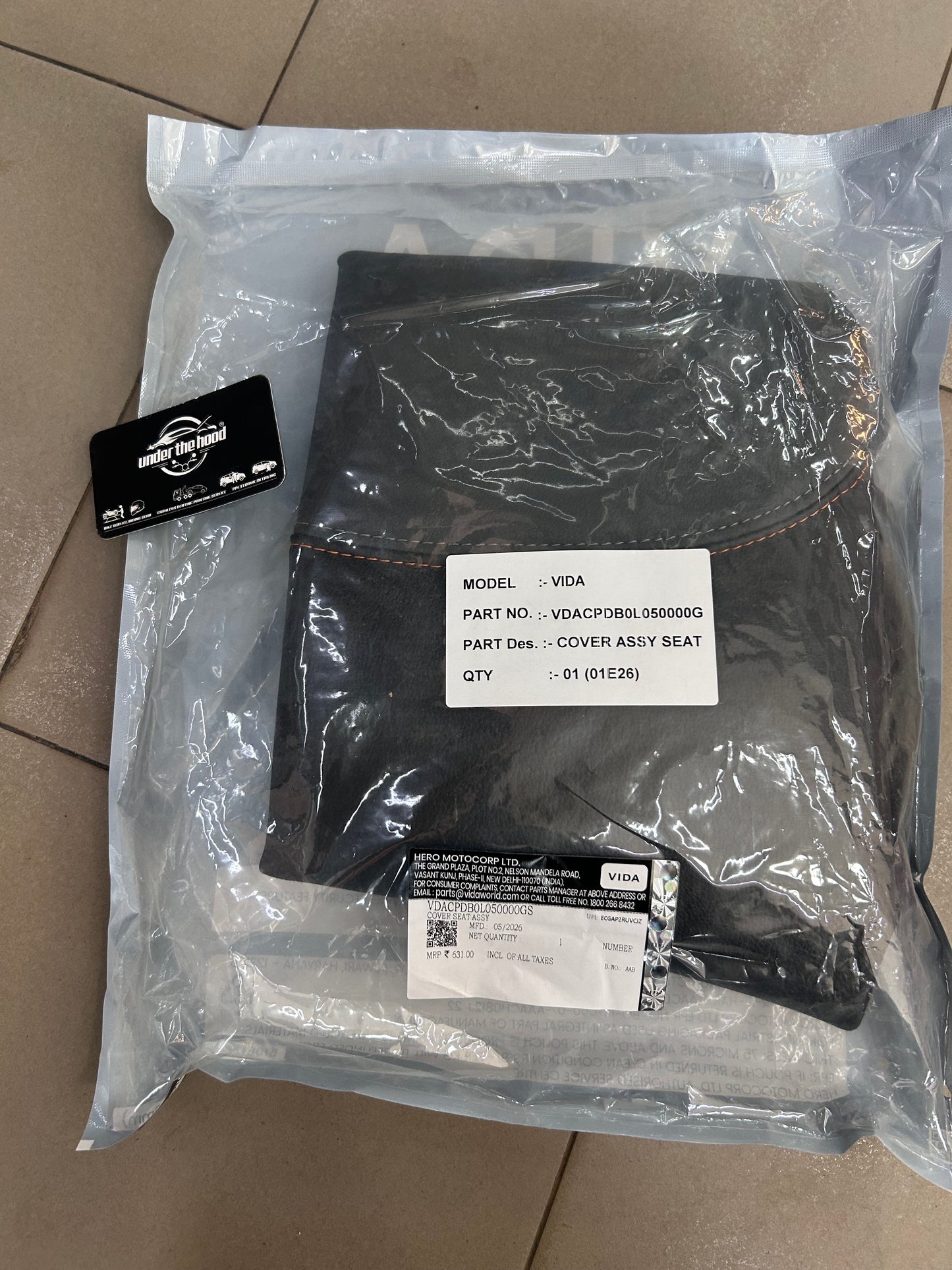 VIDA Genuine Seat Cover Assembly for VIDA VX2 – VDACPDB0L050000G