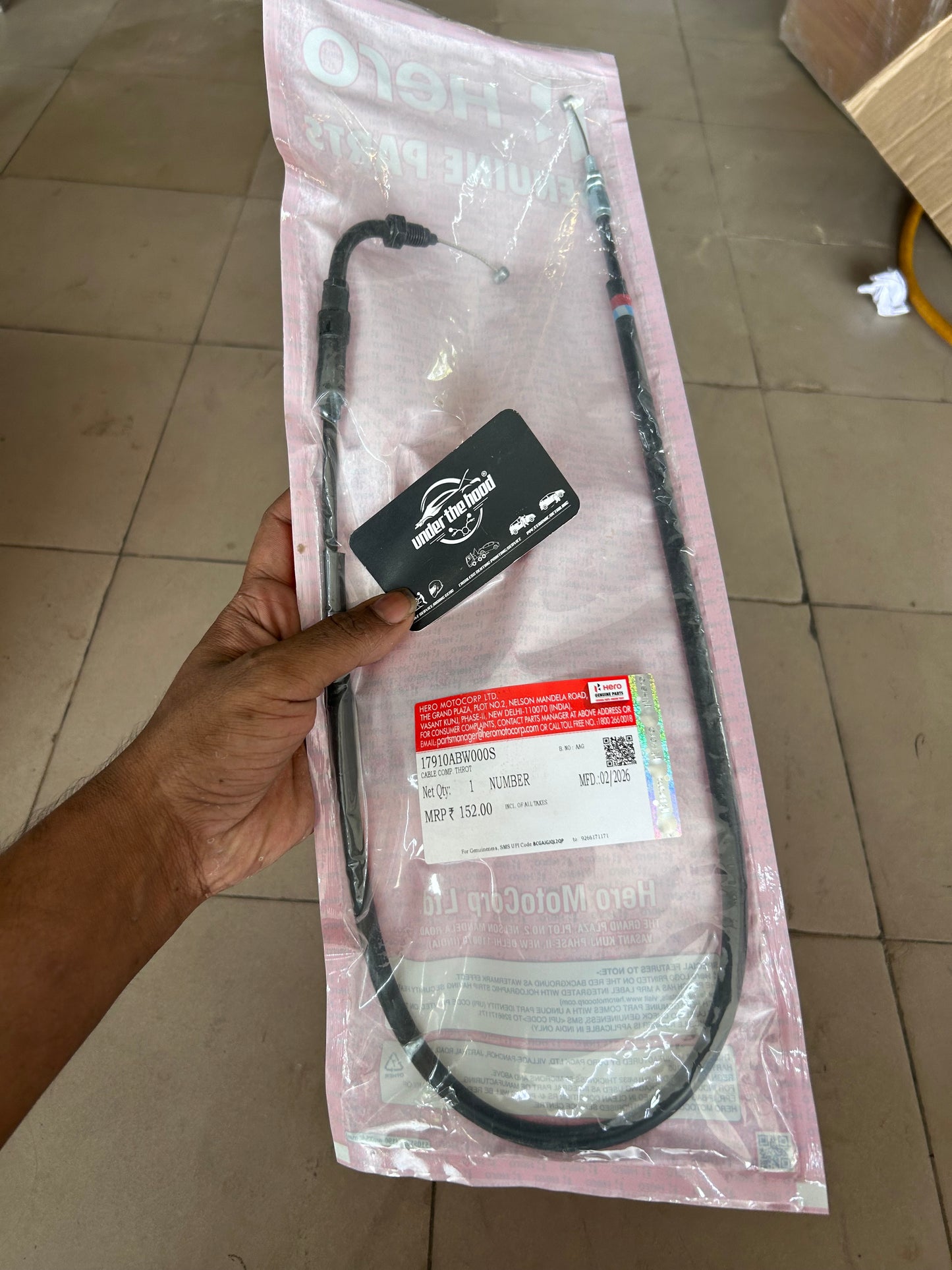 Hero Genuine Throttle / Accelerator Cable for Xpulse 200 & Xpulse 200T | Throttle Cable / Accelerator Wire | 17910ABW000S