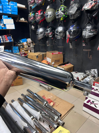 HK Long Punjab Silencer Small Mouth (Chrome) for Classic 350 Reborn & Bullet 350 J-Series (HK-LP-LONG-SM)