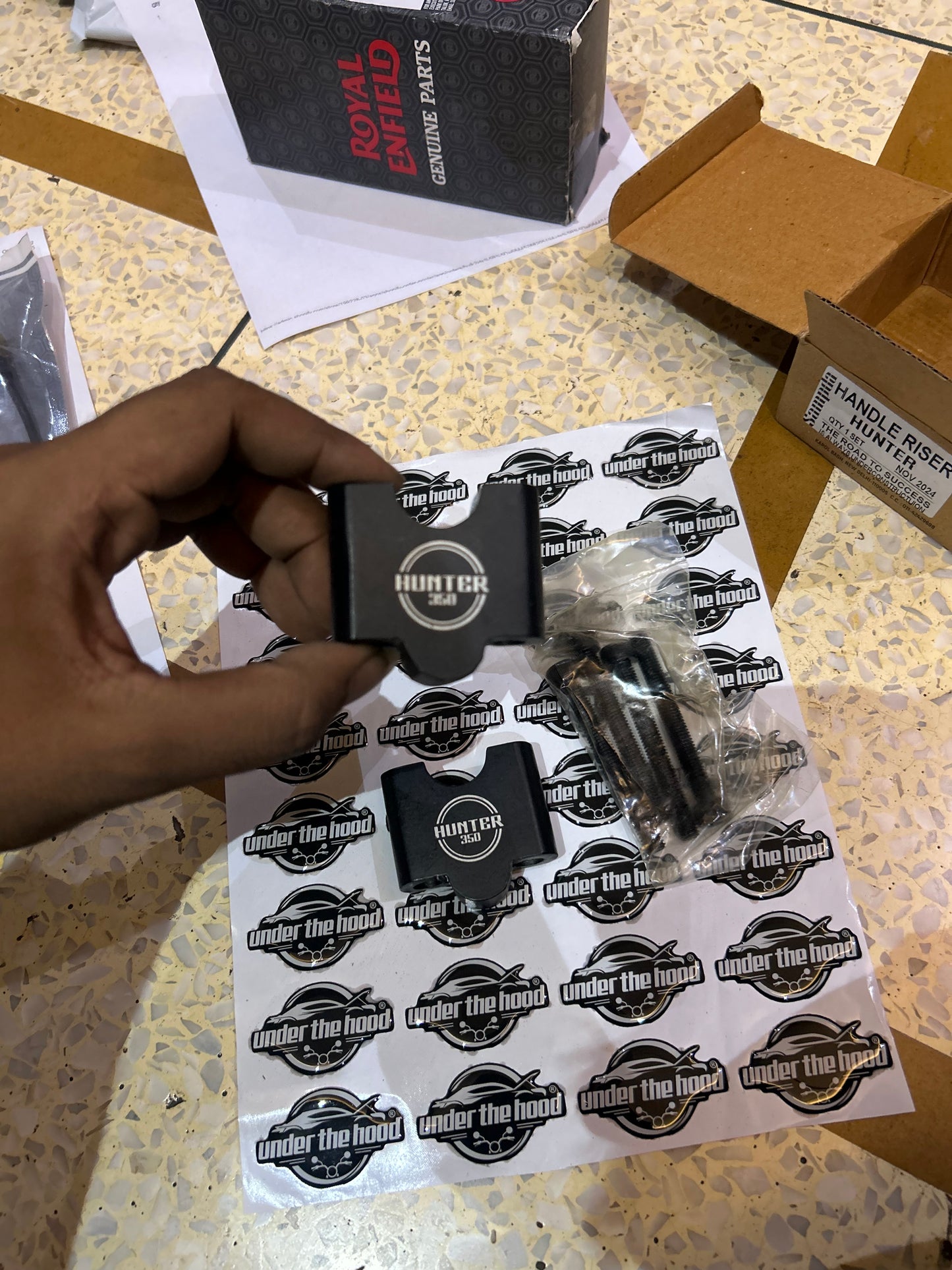 Aftermarket Handlebar Riser Kit for Royal Enfield Hunter 350 – Black CNC Machined Aluminium