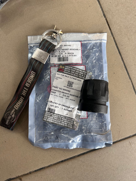 Royal Enfield 890092 Counter Weight Assembly – Matt Black OEM Handlebar End Weight for Himalayan 411cc ABS