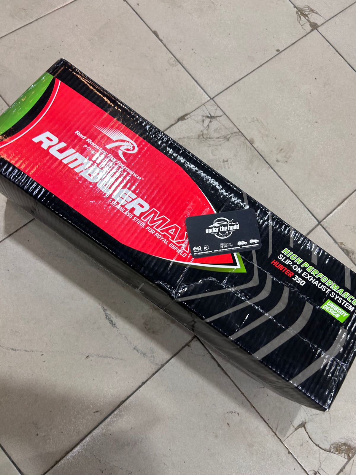 Red Rooster Rumbler Max Black Matte Exhaust for Royal Enfield Hunter 350