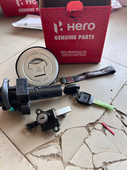 Hero Genuine Ignition Switch Lock Set for Glamour | Key Set / Main Lock Assembly with 2 Keys | 35010AANH20S