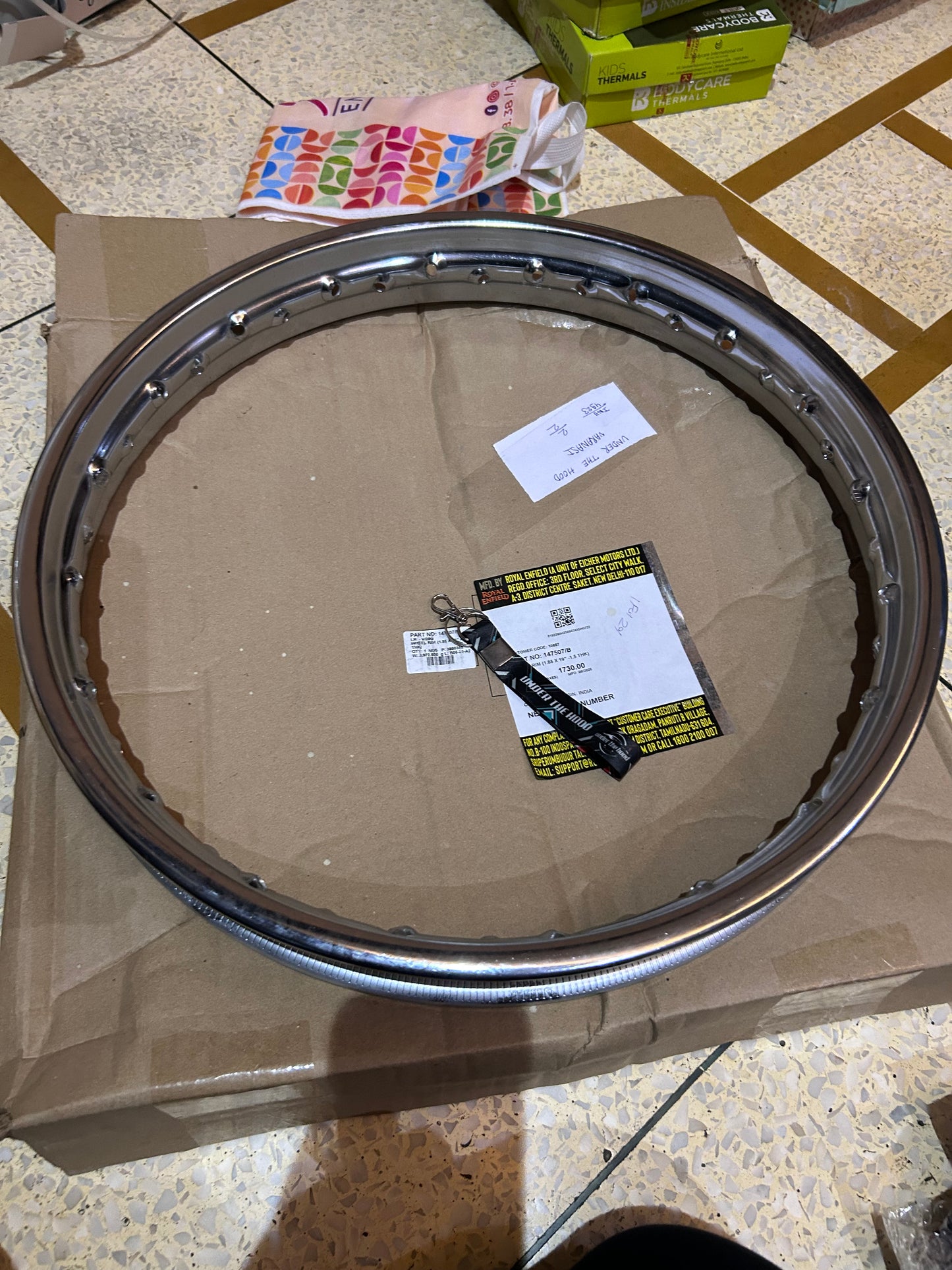 Royal Enfield 147507/B Front Wheel Rim – 1.85×19″ × 1.5 THK OEM for Classic 350/500 & Bullet 350/500