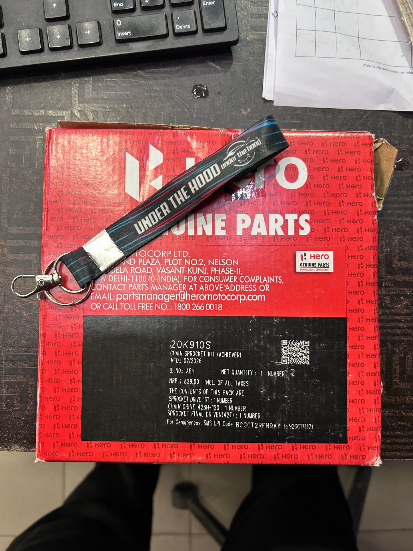 Hero Genuine Chain Sprocket Kit for Achiever 150 – Part No. 20K910S