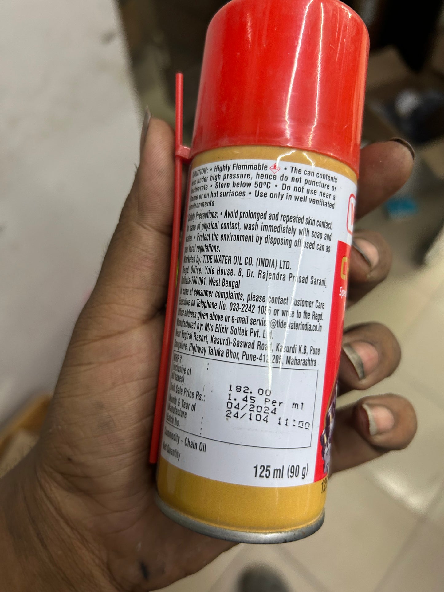 Veedol Chain Lube 125 ml (90 g) – High‑Tack Motorcycle Chain Lubricant