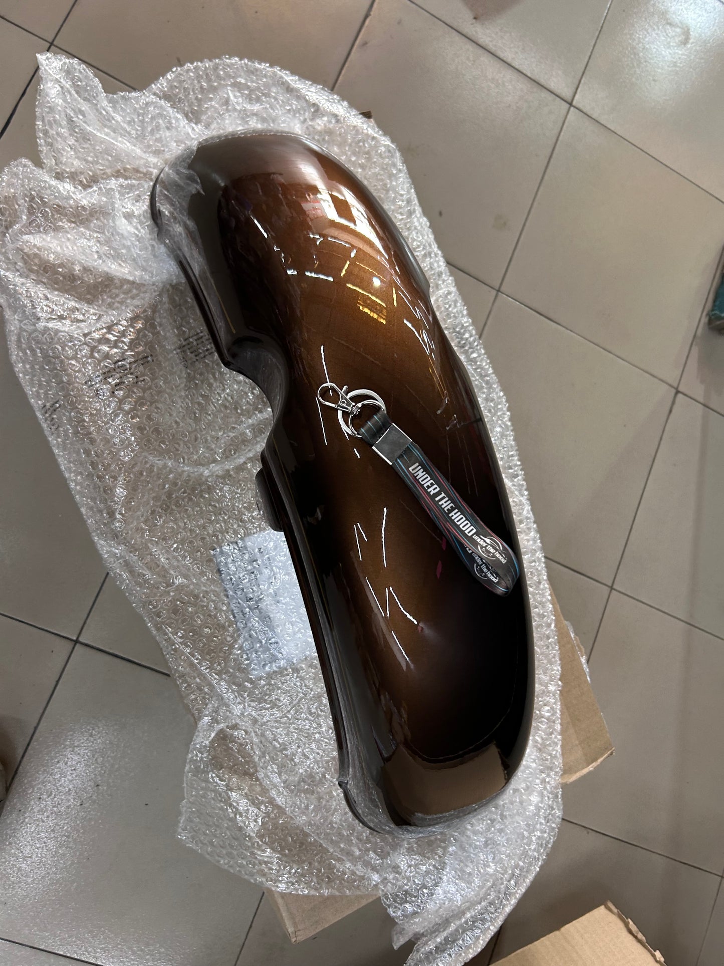 Royal Enfield Front Mudguard Assembly Brown & Gold Pinstripe RAG01134/A for Classic 350 Medallion Bronze