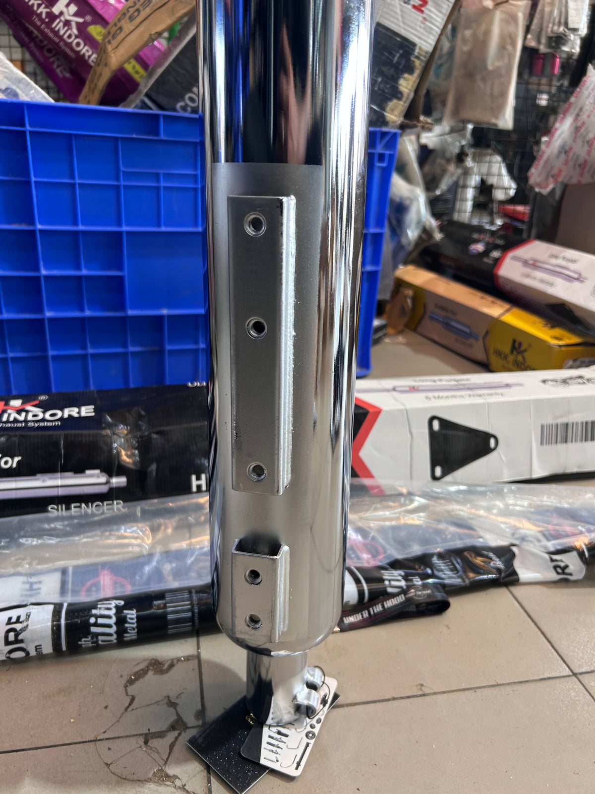 HKK Indore HK17A Long Punjab 63mm Big Mouth Chrome Silencer – Royal Enfield UCE Classic/Bullet/Electra