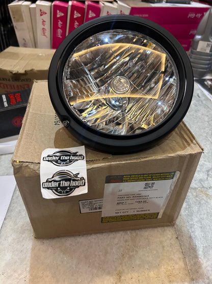 Royal Enfield Headlamp Assembly with Bulb – Matte Black – Classic 350 Reborn (J-Series, BS6) – Part No. RAN00314/A