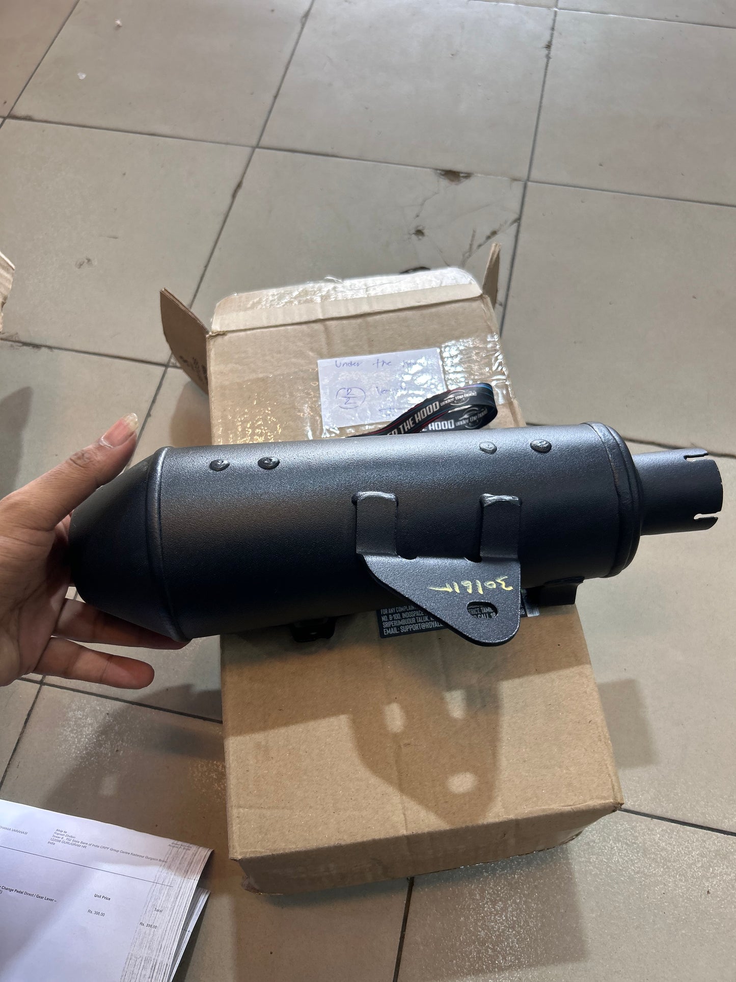 Royal Enfield Hunter 350 Stock Silencer Assembly HR Black – Genuine OEM Exhaust – RLX00794/F