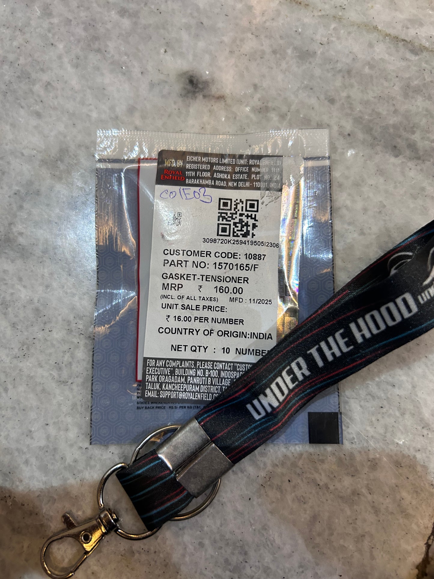 Royal Enfield 1570165/F – Chain Tensioner Gasket (OEM Genuine) for Classic 350 Reborn, Meteor 350, Hunter 350, Bullet 350 (J-Series)