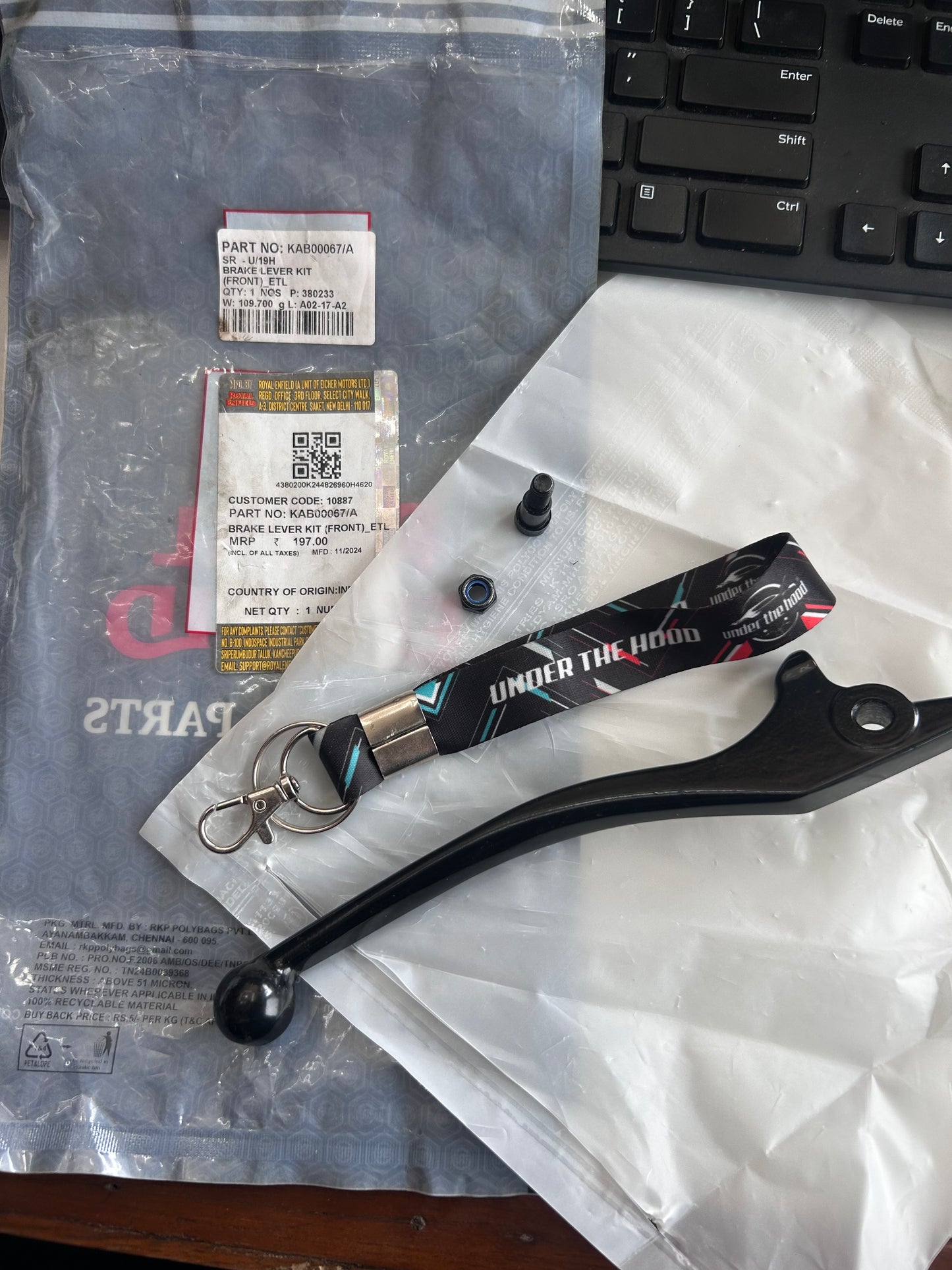 Royal Enfield KAB00067/A – Front Brake Lever Kit (ETL) OEM for Bullet 350 ES (UCE, BS3) + Selected Classic 350 (see table)