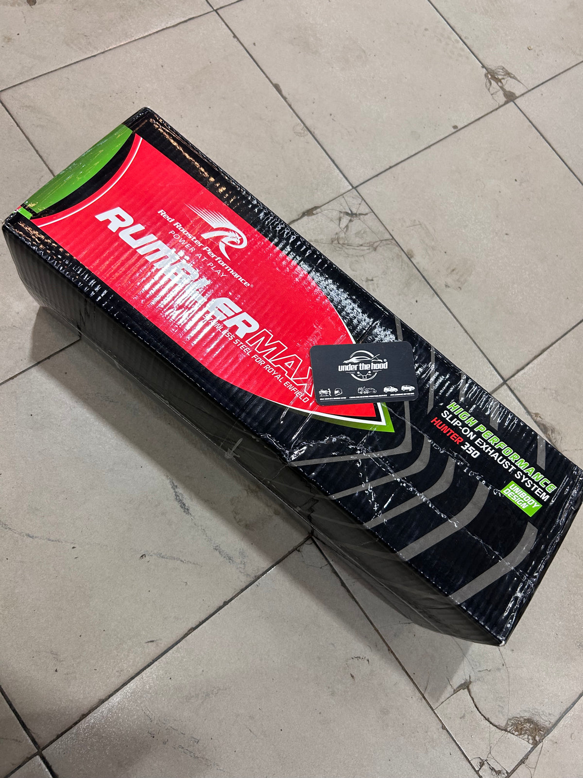 Red Rooster Rumbler Max Black Matte Exhaust for Royal Enfield Hunter 350