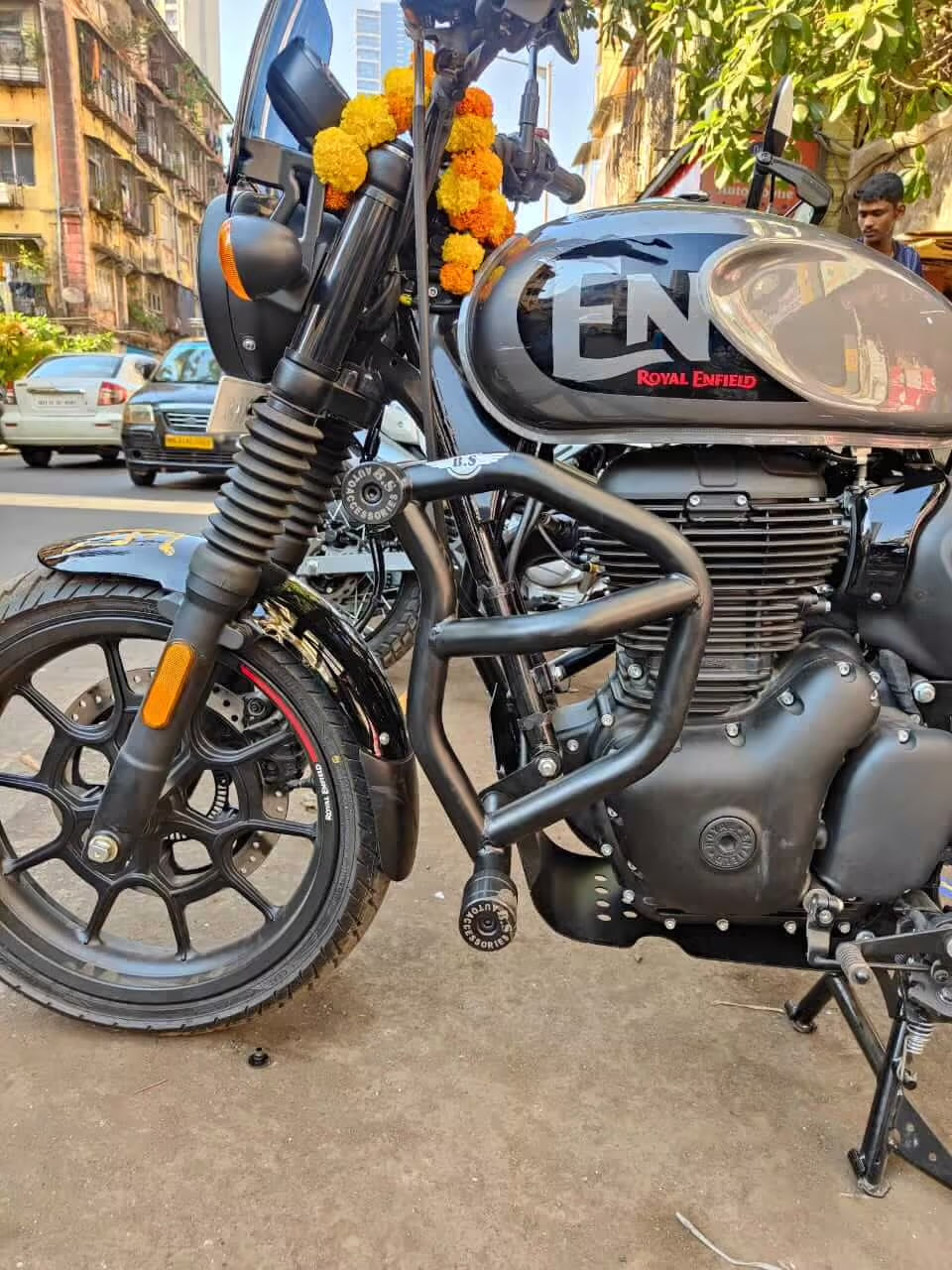 Bull Crash Guard for Royal Enfield Hunter 350 | Stainless Steel | Black Powder-Coated | Rust-Free
