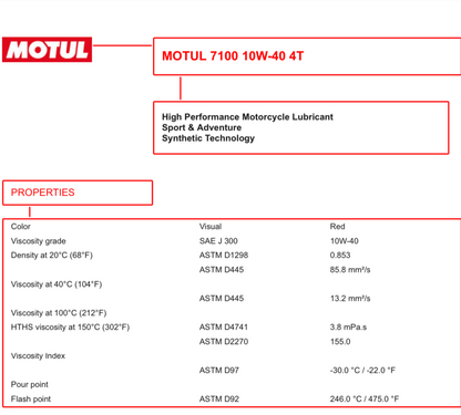 Motul 7100 4T Fully Synthetic Petrol Engine Oil for Bikes