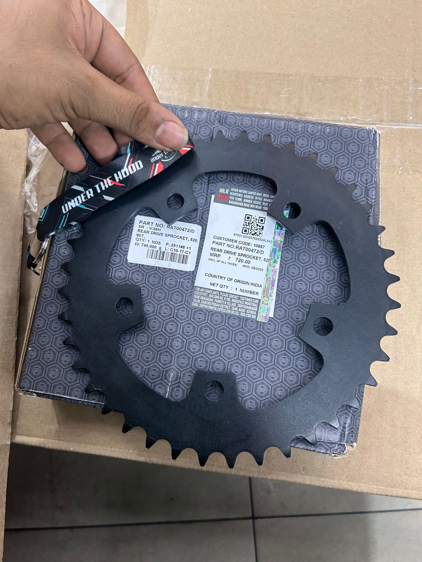Royal Enfield RAT00472/D Rear Drive Sprocket 520 (40T) – Fits Super Meteor 650 & Shotgun 650 | OEM Replacement