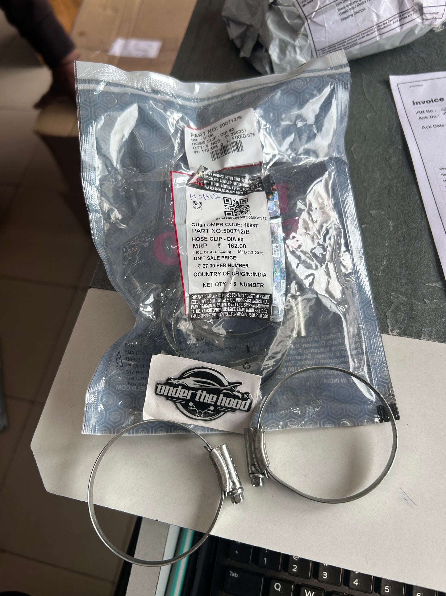 Royal Enfield 500712/B Hose Clip Dia 60 (60mm Jubilee Clamp) | Himalayan 411 Euro 4 (LS410) + Bullet 350/500 UCE, Electra 350 UCE, Thunderbird & Machismo