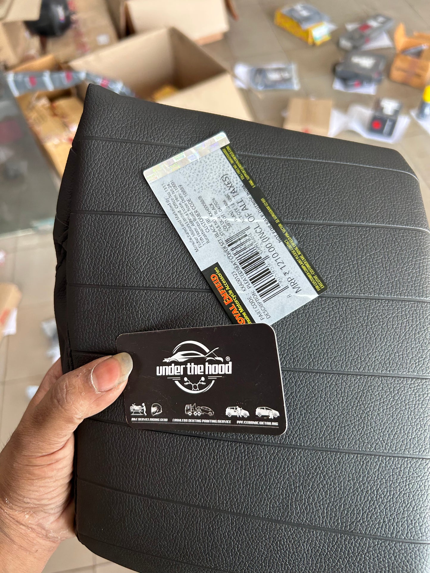 Royal Enfield Black Pleated Seat Cover KXA00123 — Genuine RE Dual Seat Cover for Bullet 350