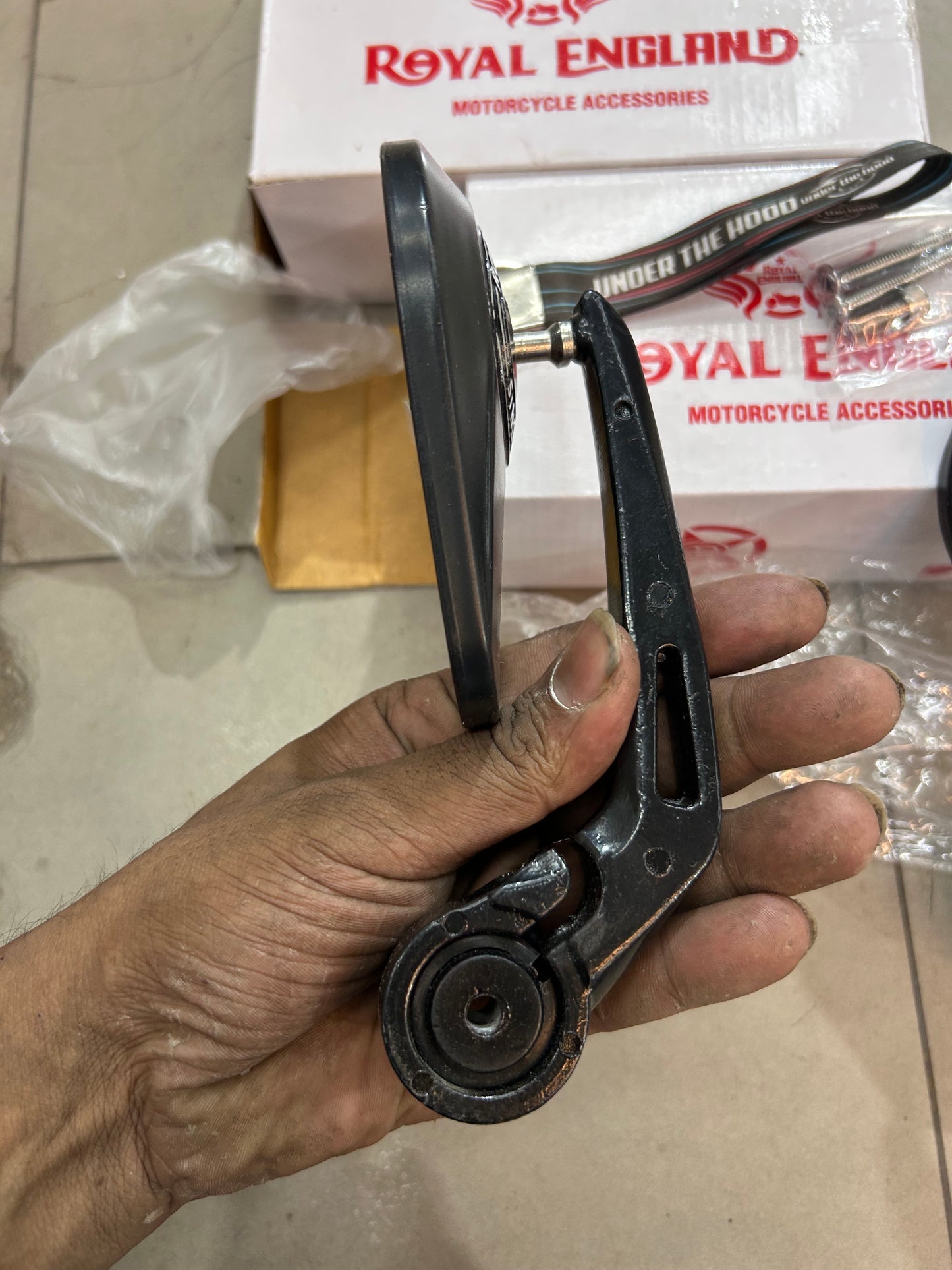 Royal Enfield Touring Style Mirrors (GMA Style Replica) – Triangular Black Mirror Pair for Classic, Bullet, Meteor, Hunter, Himalayan, Interceptor & GT 650