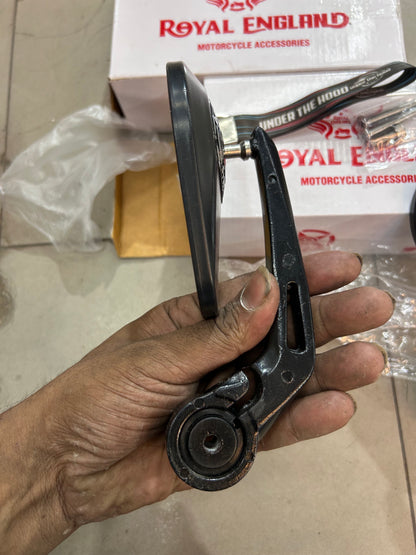 Royal Enfield Touring Style Mirrors (GMA Style Replica) – Triangular Black Mirror Pair for Classic, Bullet, Meteor, Hunter, Himalayan, Interceptor & GT 650