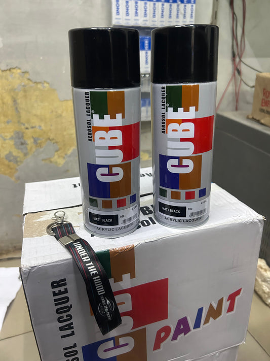 CUBE Acrylic Lacquer Spray Paint 400ml – Matte Black / Gloss Black
