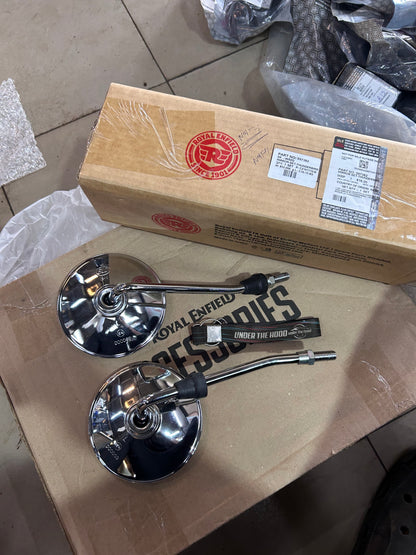 Rear View Mirror Set (LH+RH, Chrome) for Royal Enfield Thunderbird / TBTS (Carb/AVL Era) – 597382 (Mirror Set T1)