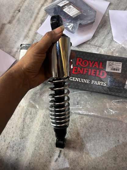 Royal Enfield RAR00108/D – OEM Rear Shock Absorber Chrome (Single) for Classic 350 Reborn & New Bullet 350 J-Series