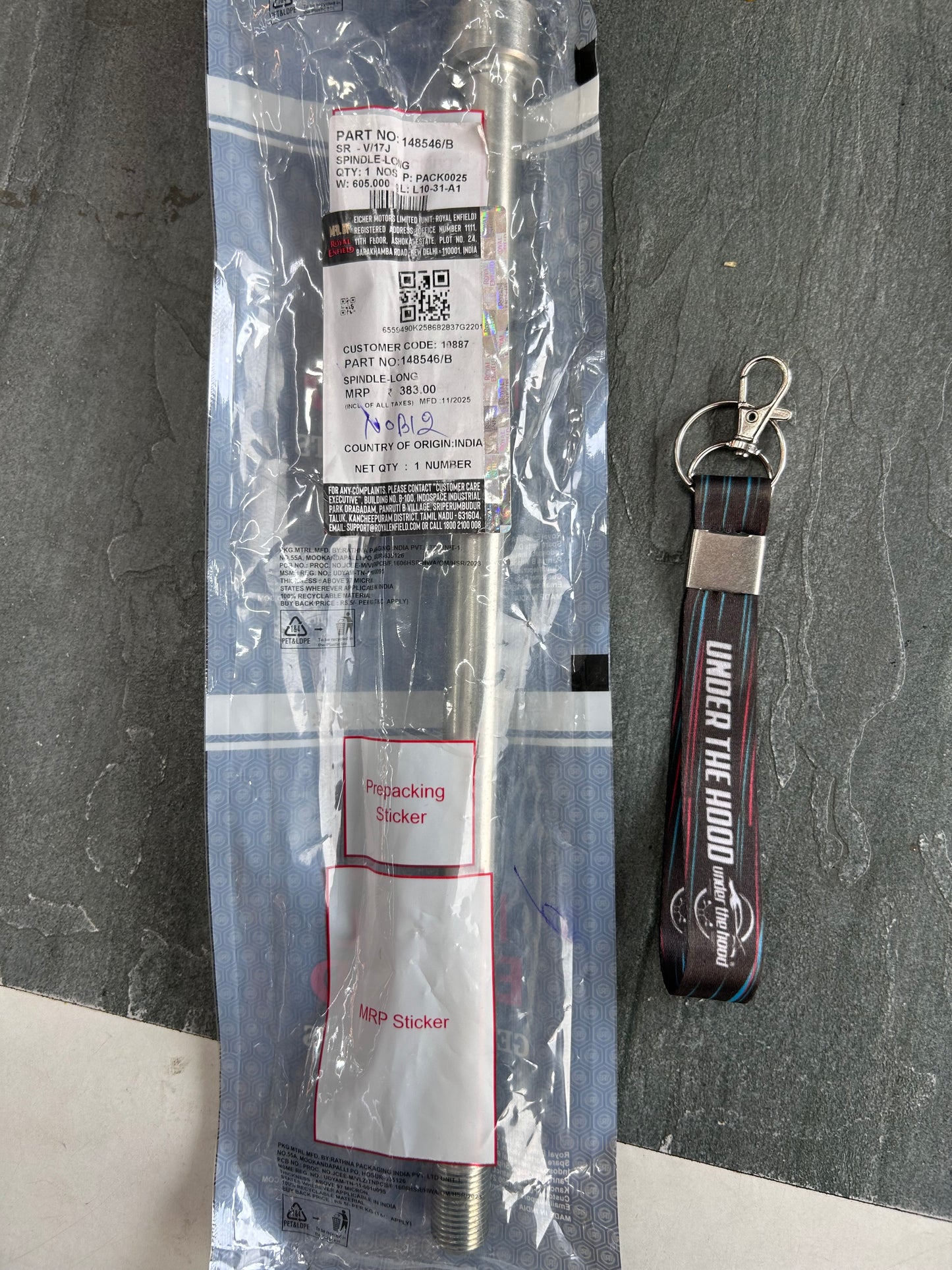 Royal Enfield 148546/B – Rear Wheel Spindle-Long (OEM Genuine) | Interceptor 650, Continental GT 650, Hunter 350, Meteor 350, Classic Reborn, New Bullet 350