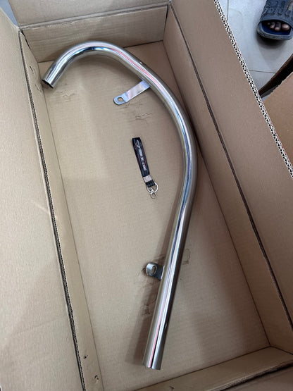 Royal Enfield 144055 – Exhaust Pipe Std Plated (Bend Pipe) for Old Bullet 350 / Deluxe / Machismo / Campus / Electra 4S–5S (Cast-Iron 350 Only)