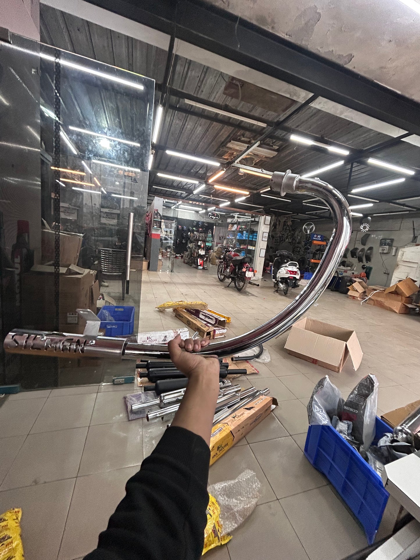 Silmen (Silman) Bullet 350 “Battalion” C-Bend Pipe – Dual/Double O2 Sensor – Chrome (LPA21) | Free-Flow Exhaust Header