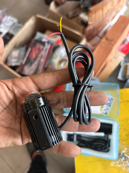 HJG Mini Drive Fog Light with Red Devil DRL & Flasher – Compact White/Yellow Projector | Universal Fit for Bikes, Scooters & Cars (Set of 2)