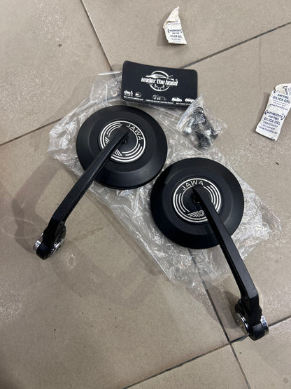 Jawa Round Bar End Mirrors Pair – Black Handlebar End Rear View Mirror Set for Jawa 42, 42 Bobber, Perak & Yezdi Roadster